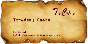 Tormássy Csaba névjegykártya
